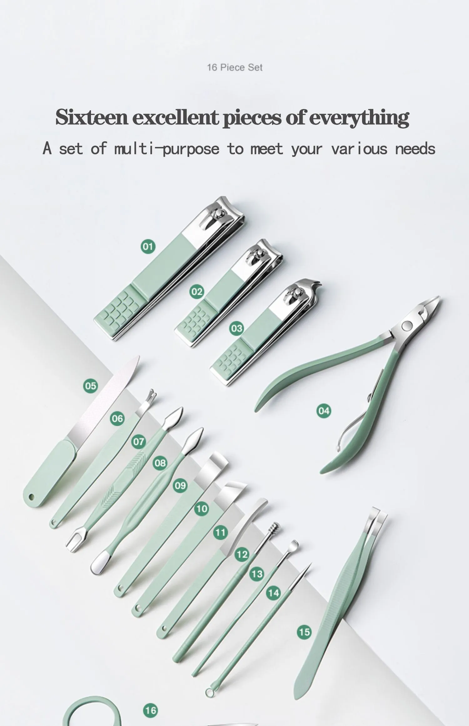 16-Piece Multifunctional Lightweight Nail Care Kit Ec-27
