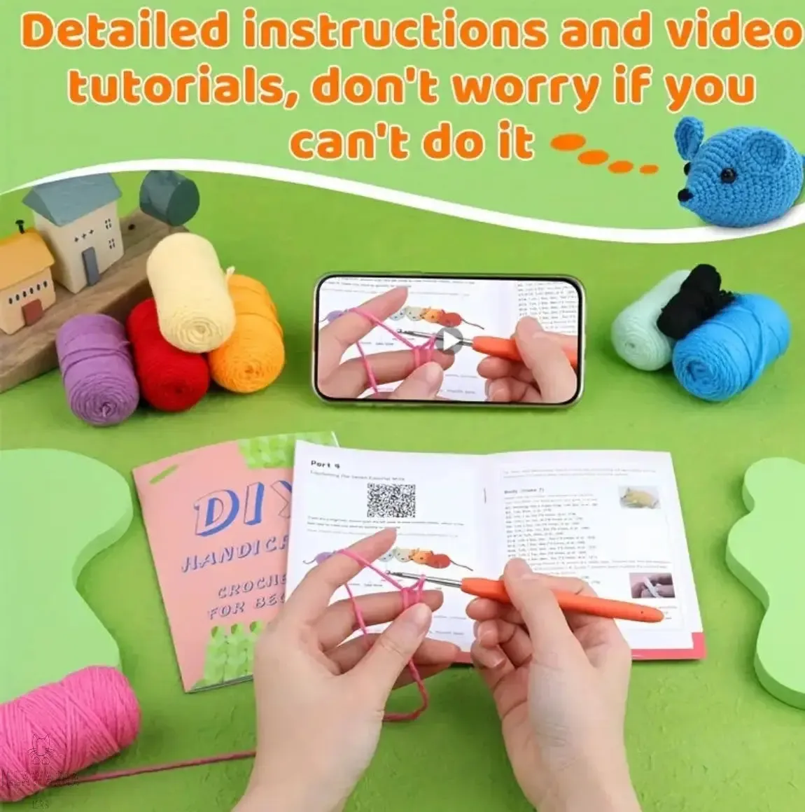 7pcs Cat Toy Crochet Knitting Kit - Mice