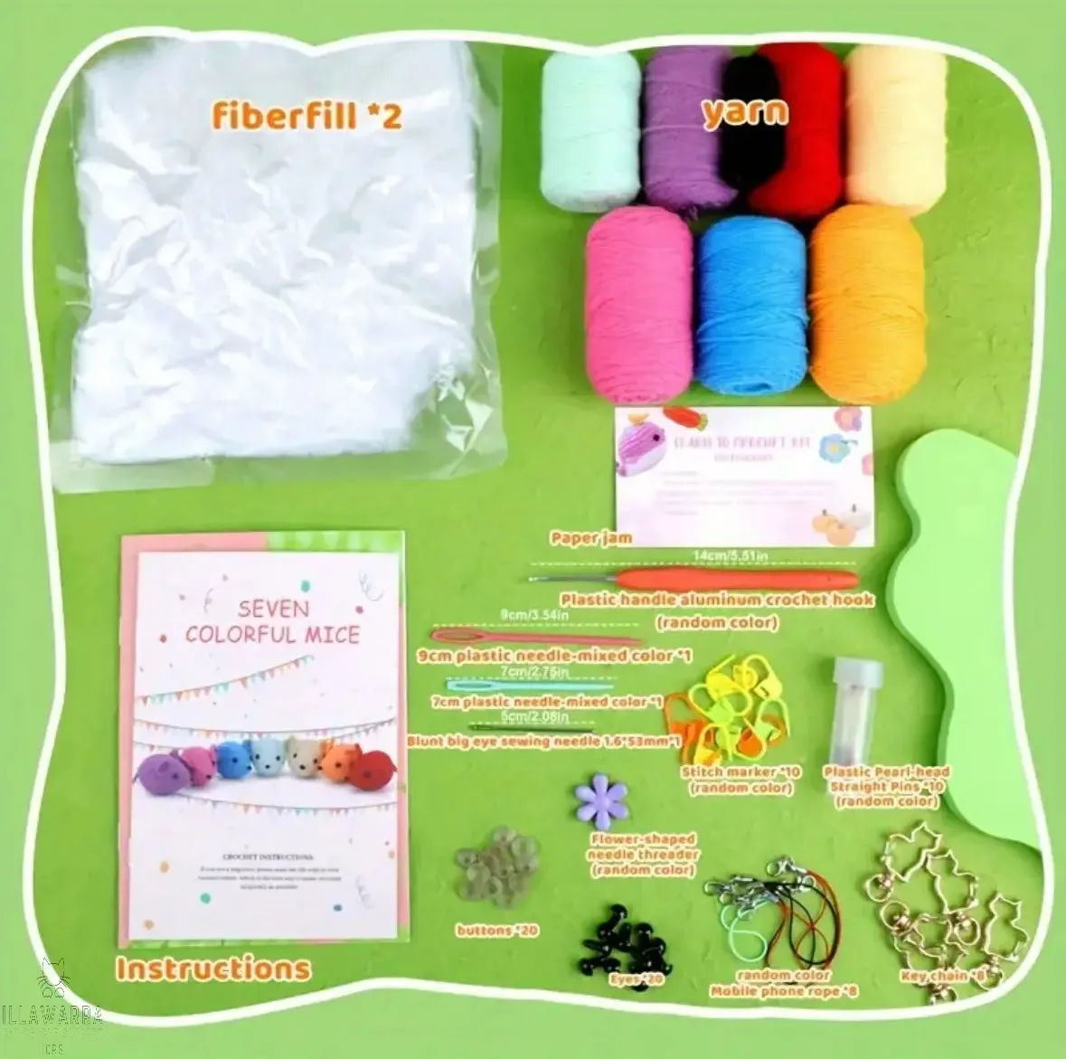 7pcs Cat Toy Crochet Knitting Kit - Mice