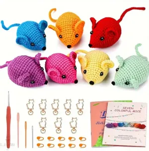 7pcs Cat Toy Crochet Knitting Kit - Mice