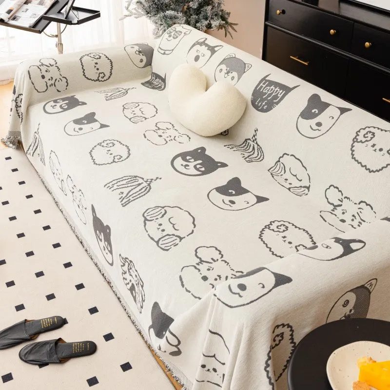 Bellamy Cute Dog Print Sofa Blanket Throw Cover