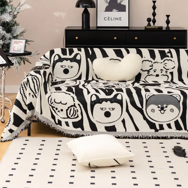 Bellamy Cute Dog Print Sofa Blanket Throw Cover