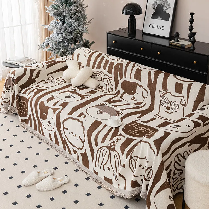 Bellamy Cute Dog Print Sofa Blanket Throw Cover