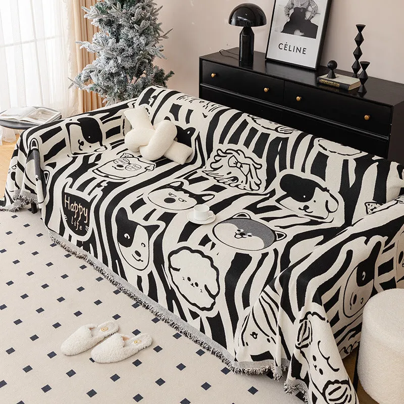 Bellamy Cute Dog Print Sofa Blanket Throw Cover