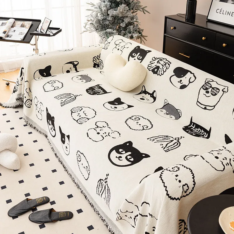 Bellamy Cute Dog Print Sofa Blanket Throw Cover