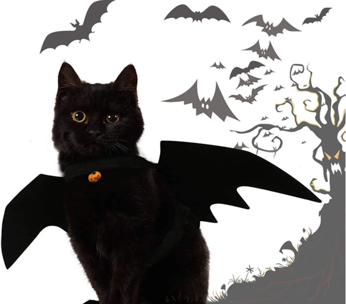 Cat Halloween Costume - Black Cat Bat Wings Cosplay - Pet Costumes Apparel for Cat Small Dogs Puppy for Cat Dress Up Accessories