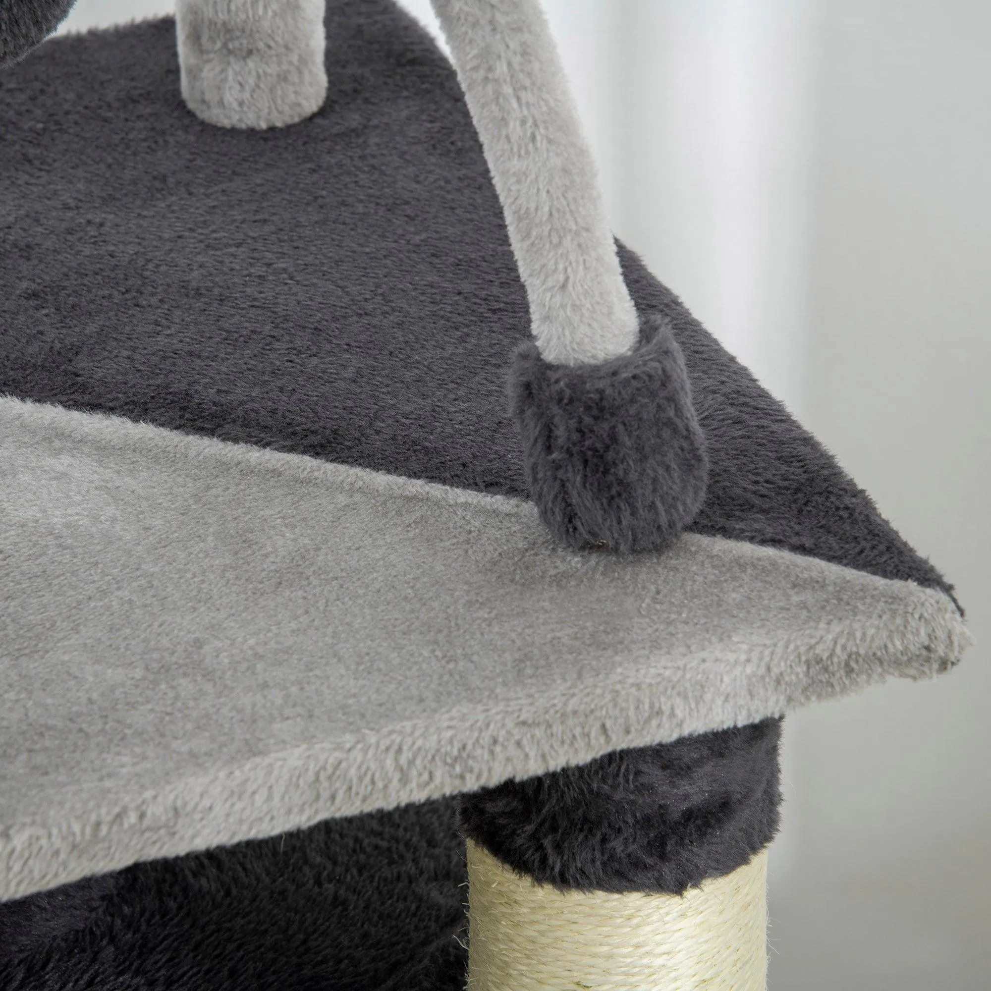 Cat Tree with Scratching Posts & Bed, 114cm - Dark Grey