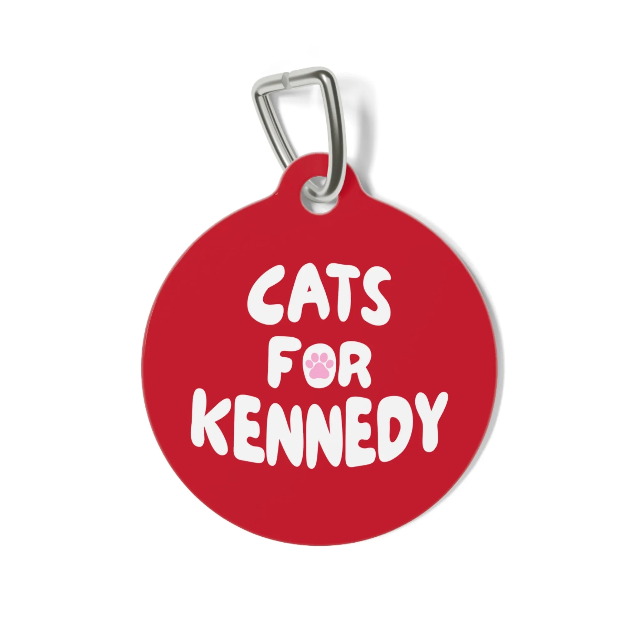 Cats for Kennedy Pet Collar Tag in Red