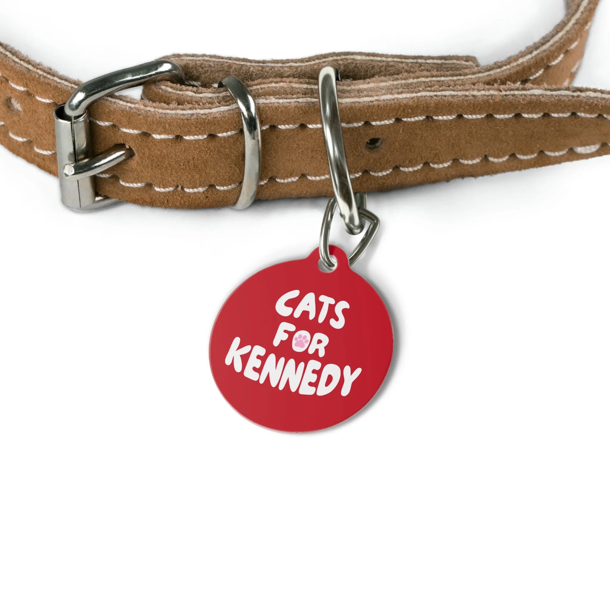 Cats for Kennedy Pet Collar Tag in Red