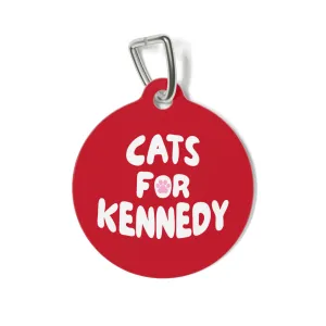 Cats for Kennedy Pet Collar Tag in Red