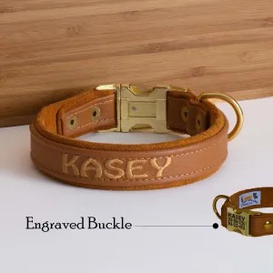 Custom Leather Dog Collar w/ side release quick snap buckle with Suede Lining One Inch width