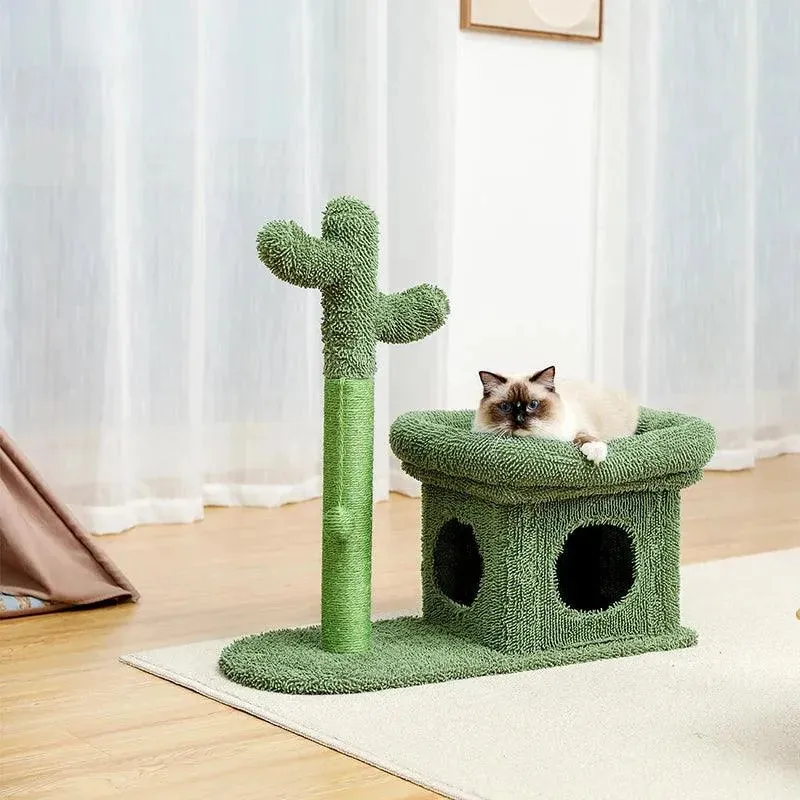 Cute Cactus Cat Tree with Scratcher Posts
