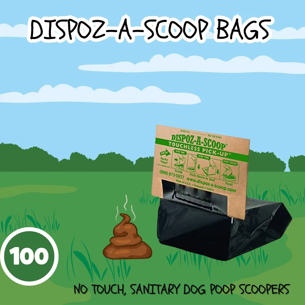 Dispoz-A-Scoop Bags - No Touch, Sanitary Dog Poop Scoopers (100 Count)