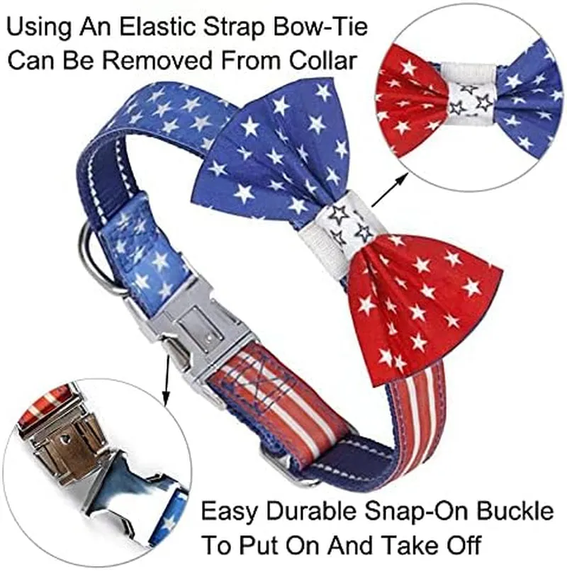 Easter Cute Dog and Cat Adjustable Nylon Collar Collars Bowtie Reflective Leash Set Quick Release Buckle for Large Medium Small Dogs (Large Size)