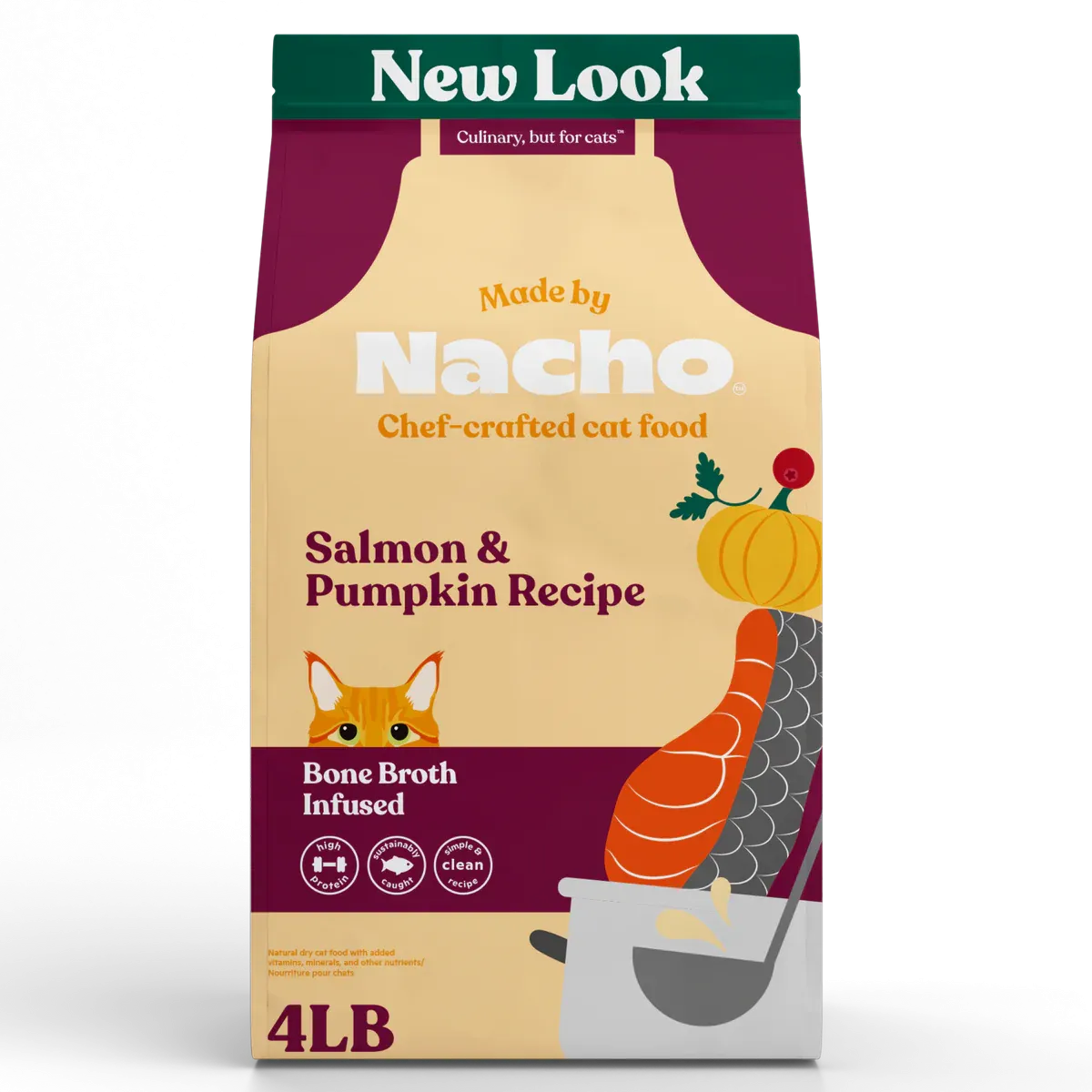Made By Nacho Bone Broth Infused Kibble Sustainably Caught Salmon & Pumpkin Recipe - 4 lb.