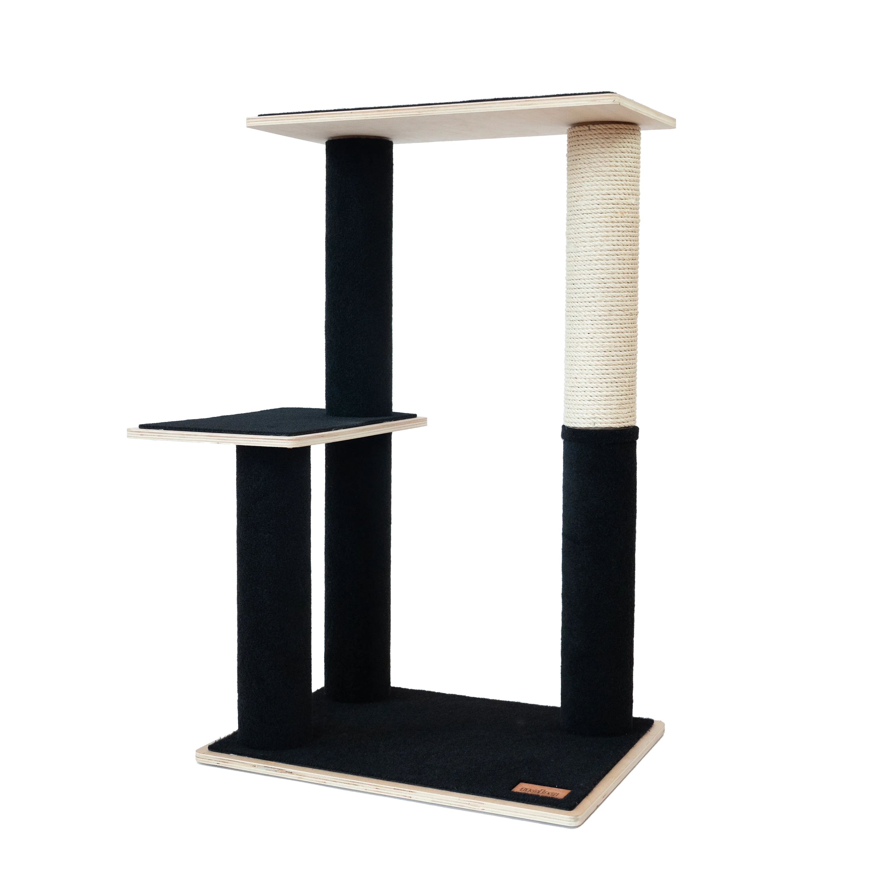 Noba Modern Plywood Cat Tree - 2 Tier Black Edition