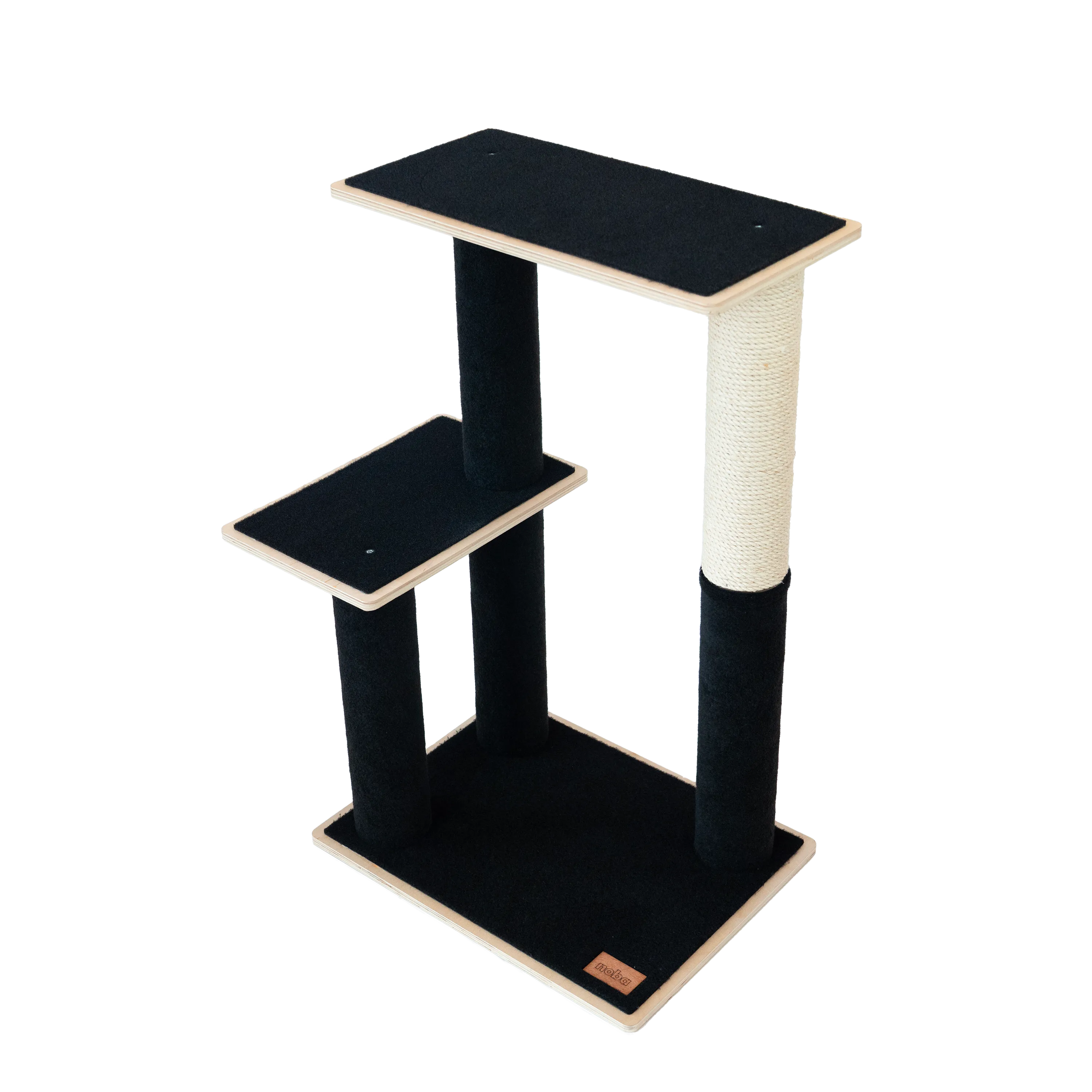 Noba Modern Plywood Cat Tree - 2 Tier Black Edition