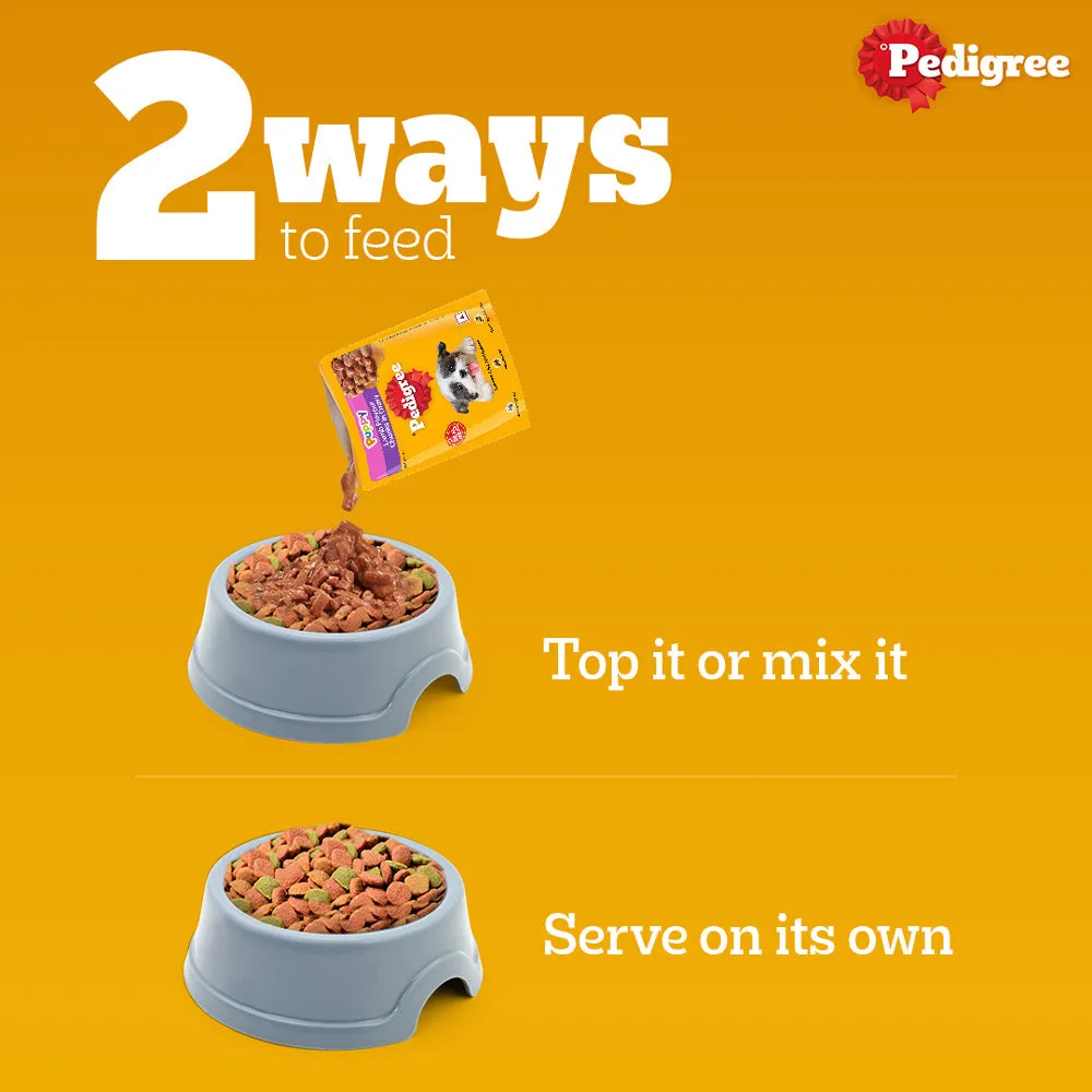 Pedigree Lamb & Milk Small Puppy Dry Food and Lamb Flavour Chunks in Gravy Puppy Wet Food Combo
