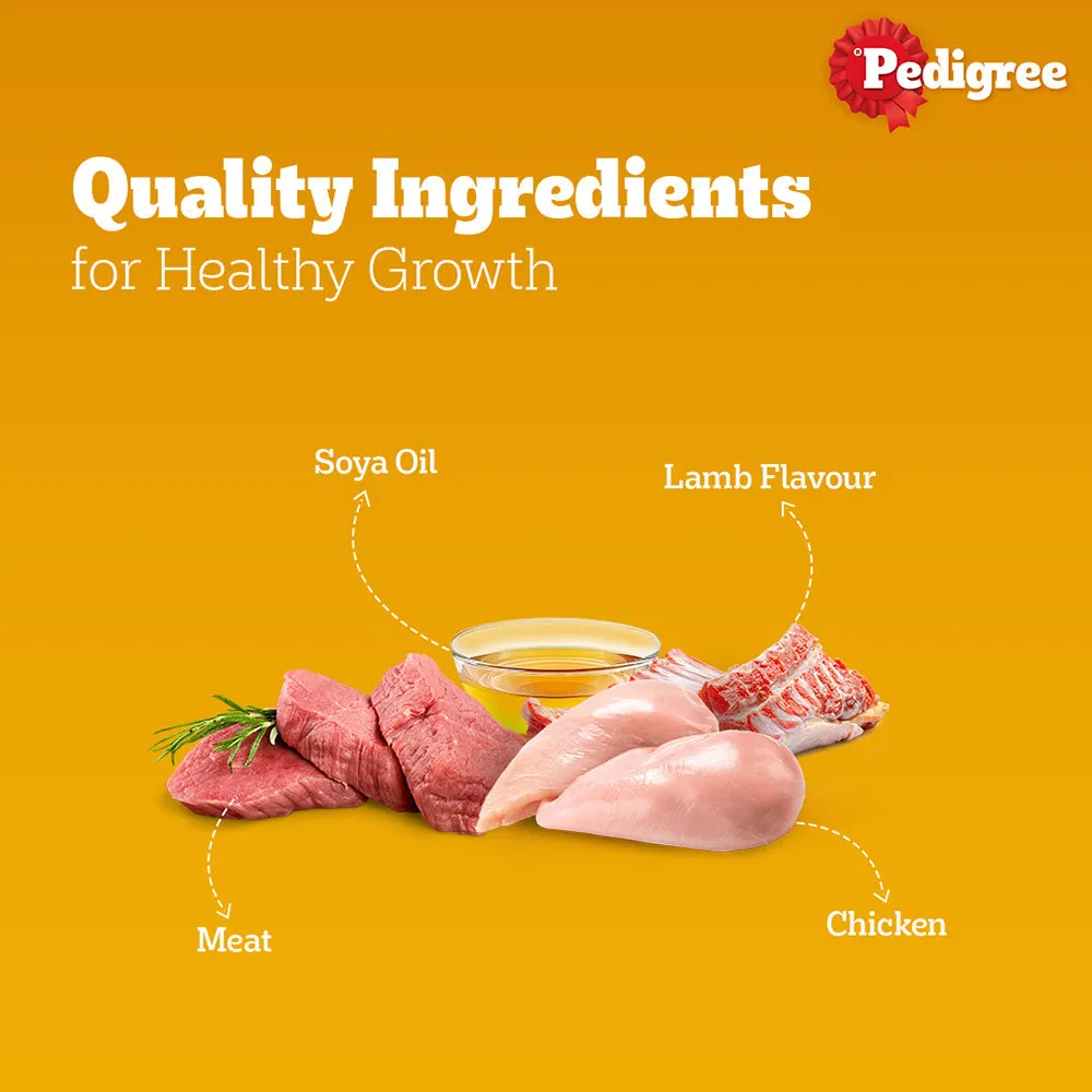 Pedigree Lamb & Milk Small Puppy Dry Food and Lamb Flavour Chunks in Gravy Puppy Wet Food Combo
