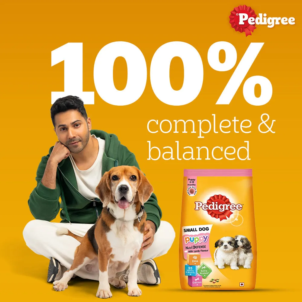 Pedigree Lamb & Milk Small Puppy Dry Food and Lamb Flavour Chunks in Gravy Puppy Wet Food Combo
