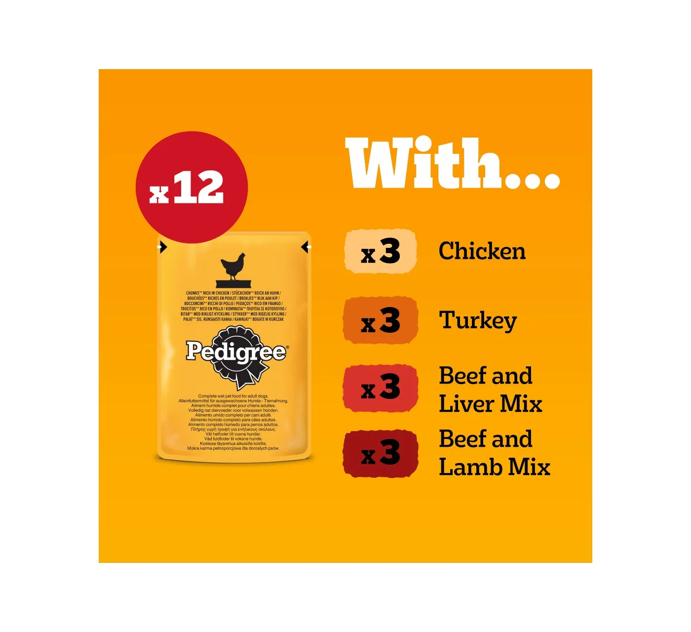 Pedigree - Mixed Selection in Gravy Adult Dog Pouches 12 x 100g