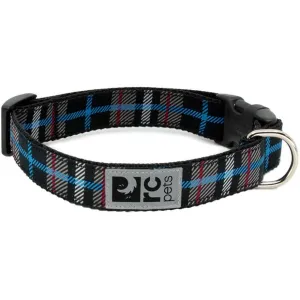 RC Adjustable Dog Clip Collar Black Twill Plaid