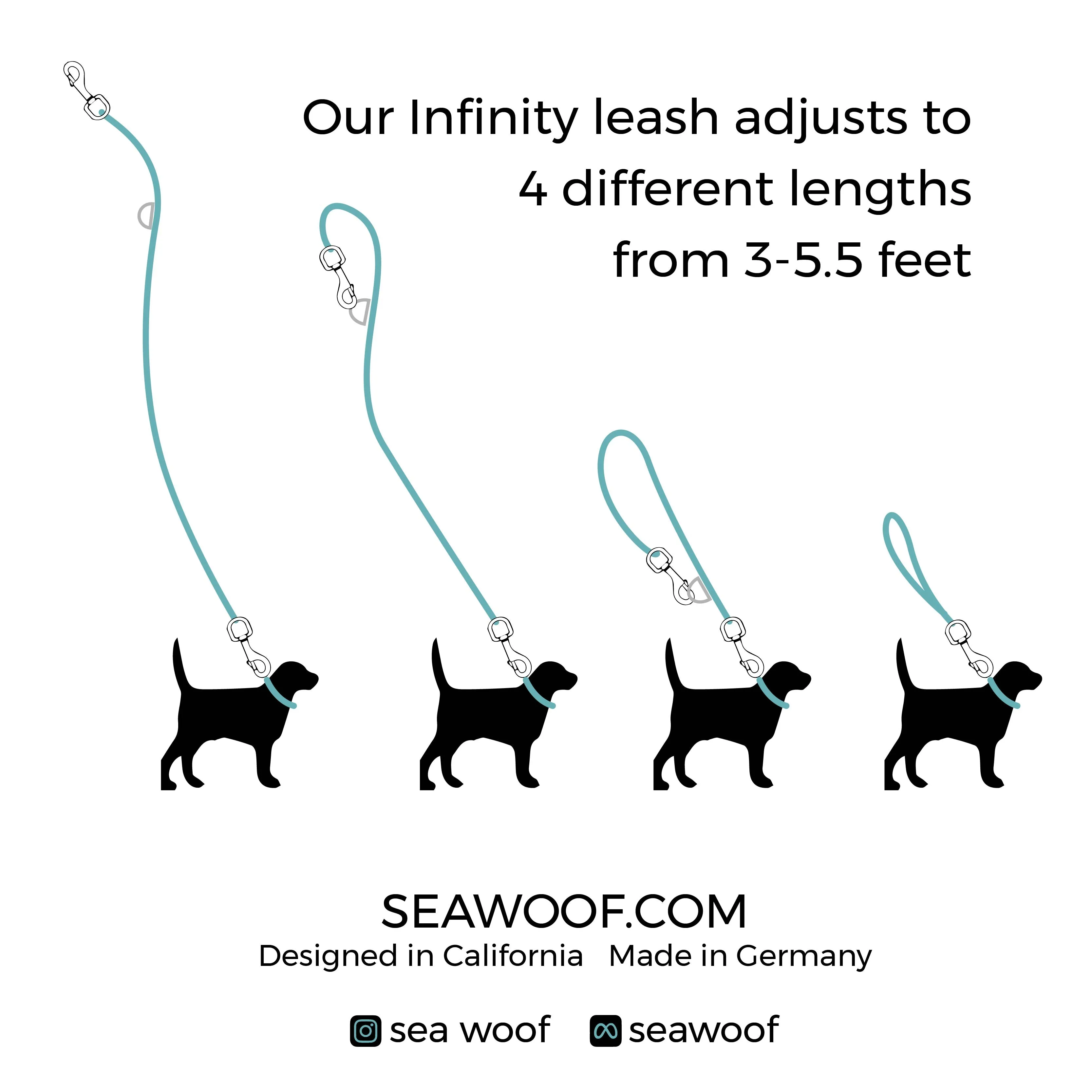 Seawoof Multi-Function Adjustable Leash Silver/Black