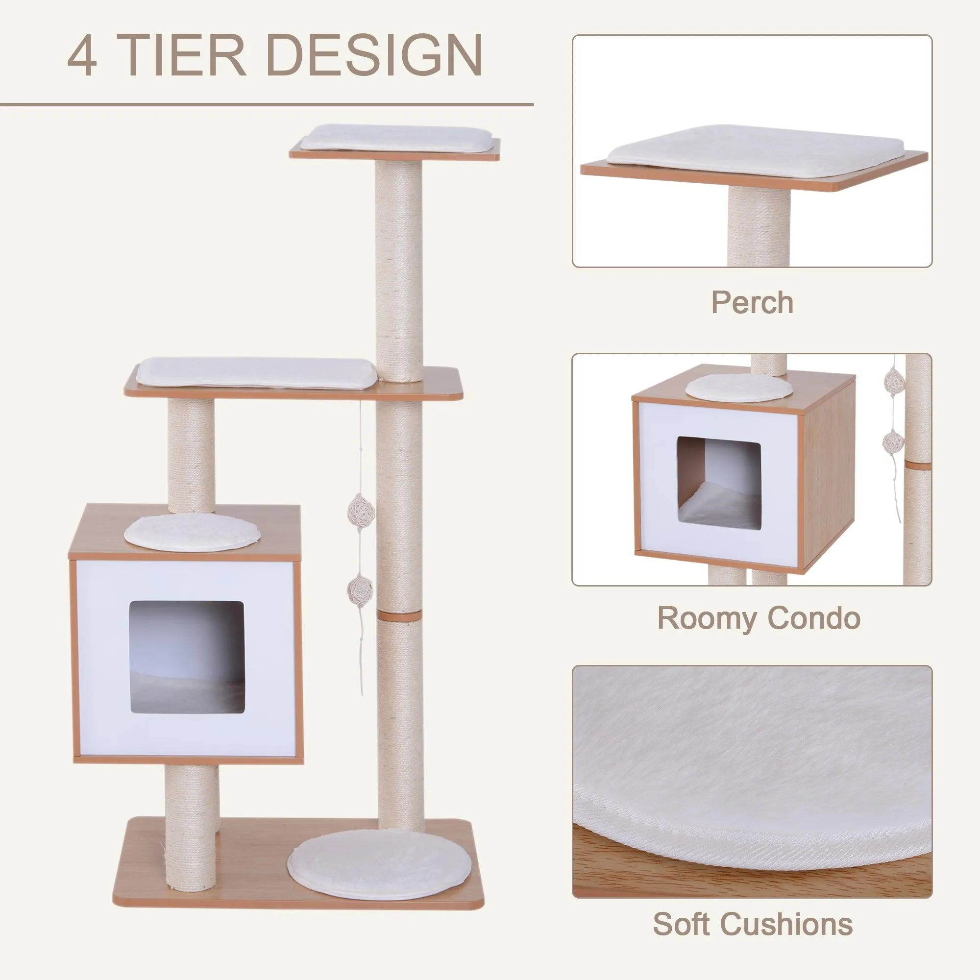Wooden Cat Scratching Post and Activity Center
