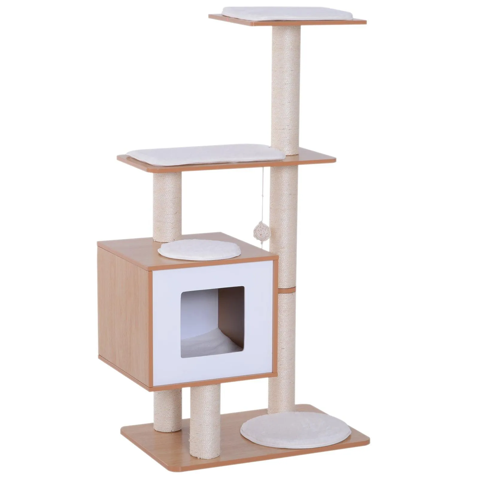 Wooden Cat Scratching Post and Activity Center