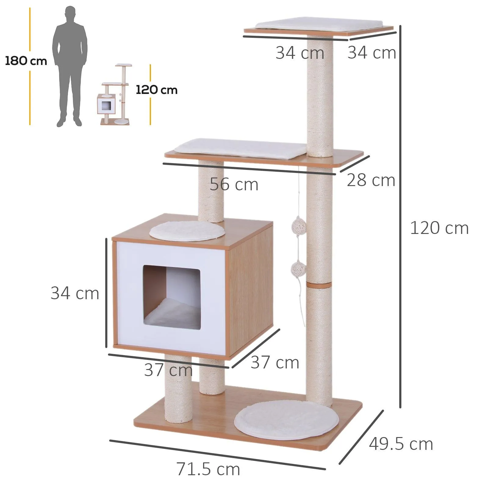 Wooden Cat Scratching Post and Activity Center